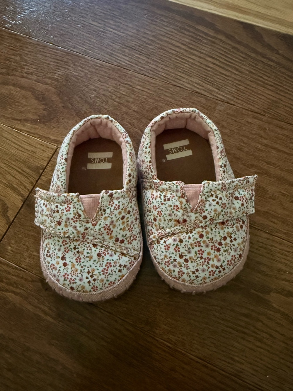 TOMS Baby Floral Slip-On Shoes in Pink and Cream